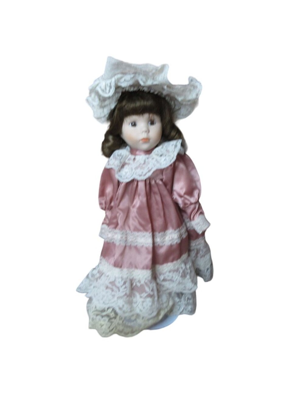 Vintage Porcelain 16" Doll with Victorian Dress & Bonnet